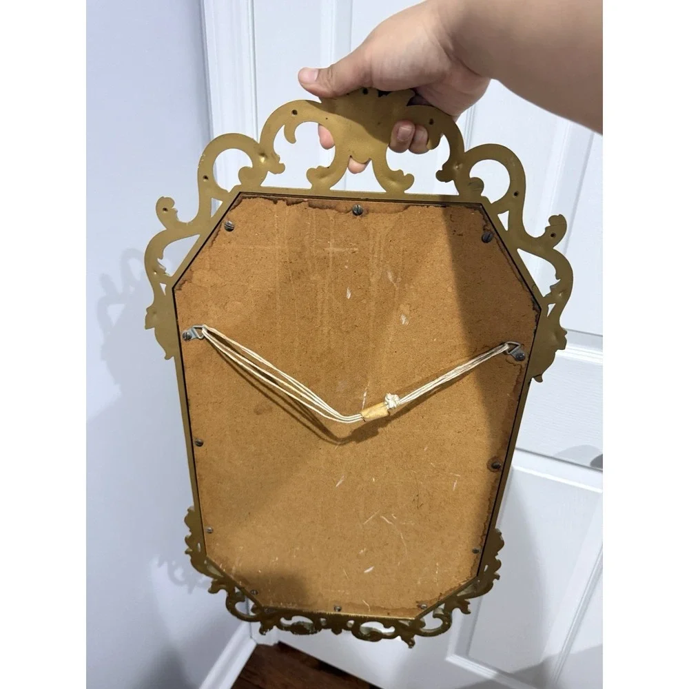 VTG MCM Gold Syroco Ornate Scroll‎ Wall Mirror Hollywood Regency 28x16